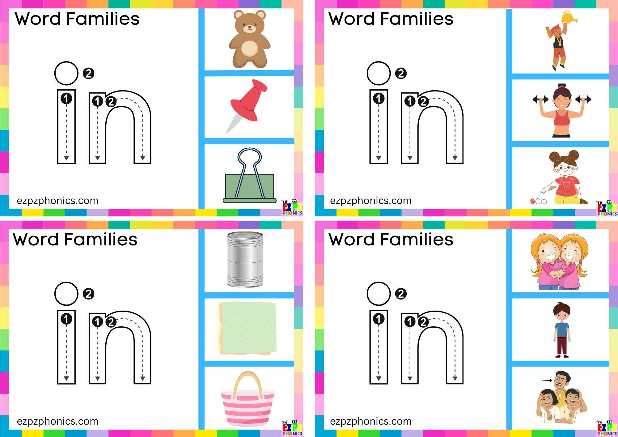 in Word Family Trace the letters and clip the image Clip cards set 2